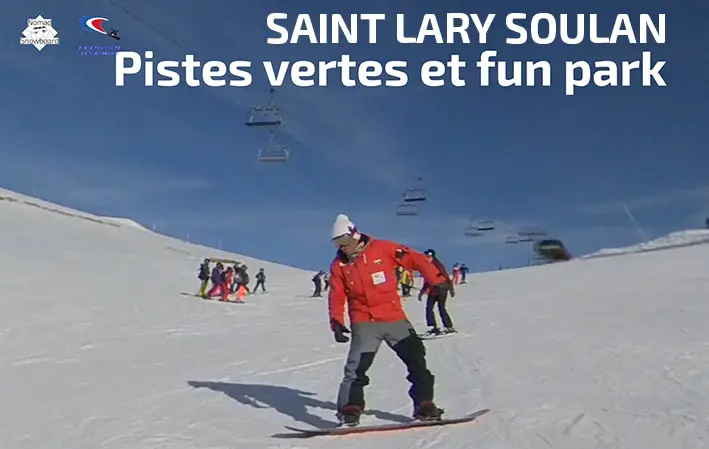 Piste verte pour bien débutant le snowboard à Saint Lary