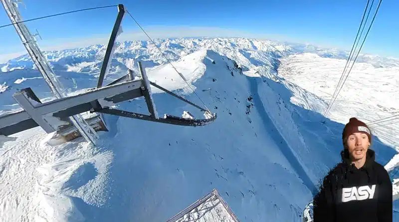 Cime Caron à Val Thorens. Snowboard