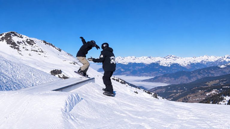 Initiation snowboard freestyle et découverte snowpark aux Menuires avec l'école de snowboard, Nomad Snowboard School